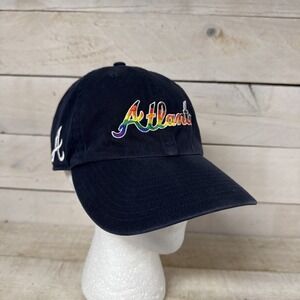 Atlanta Braves Hat Cap Strap Back Mens One Size Blue  Rainbow 47 Fast Ship